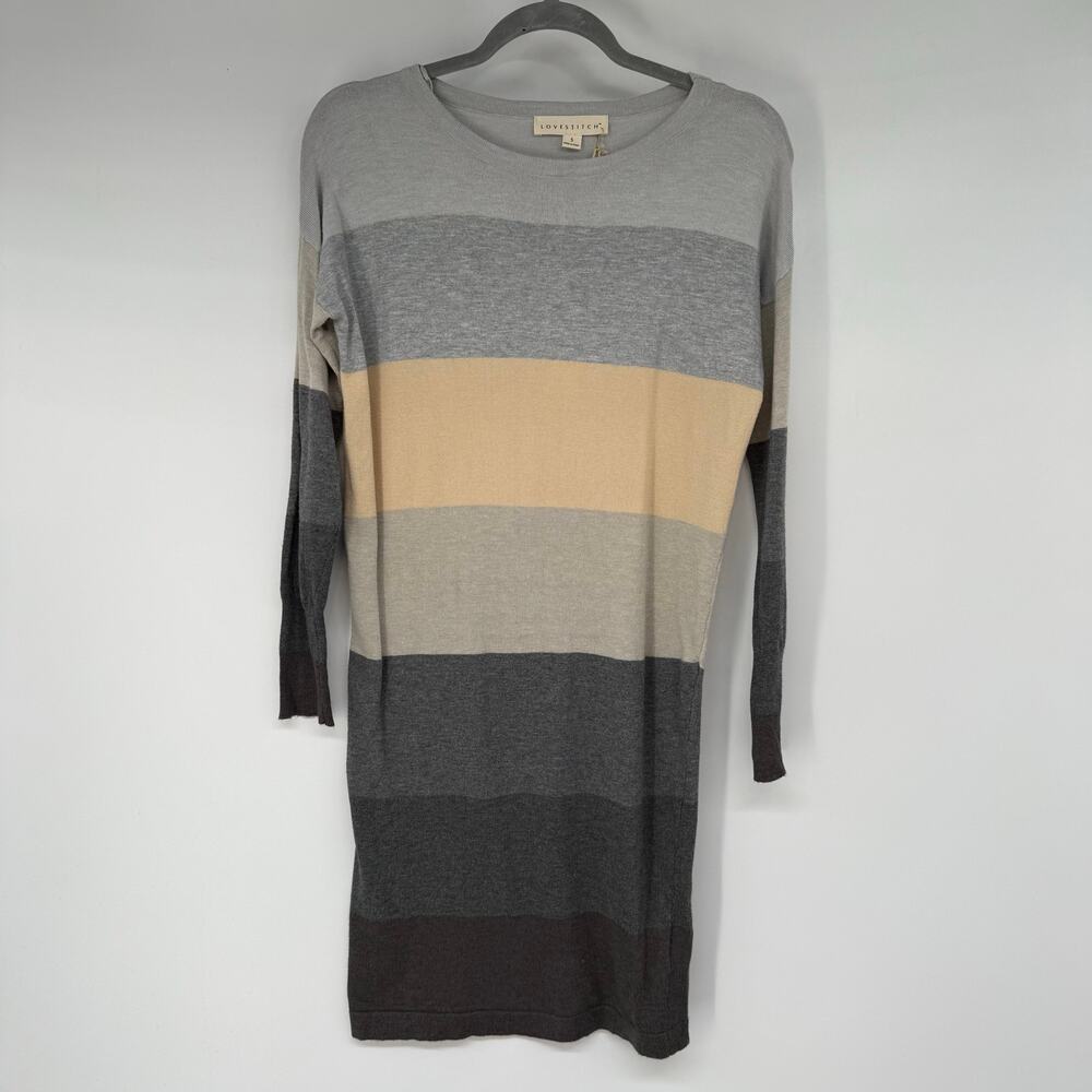 NWT Lovestitch Colorblock Striped Sweater Dress Women's Size S Multicolor Preppy